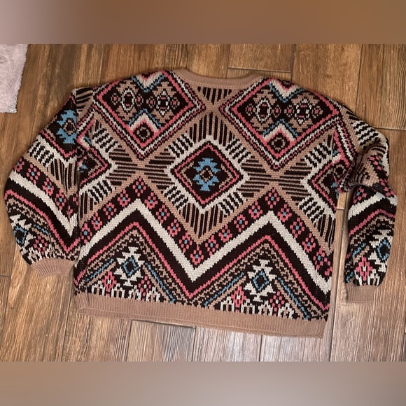 Rock & Roll Cowgirl Aztec Print Sweater XL - Picture 2 of 6